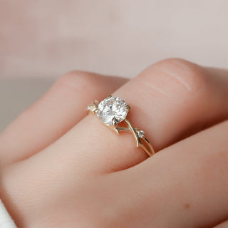 1.0CT Round Brilliant Twig Nature Inspired Moissanite Diamond Engagement Ring
