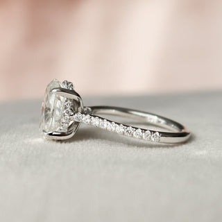 Graceful 2.0ct oval hidden halo moissanite ring sparkle close up