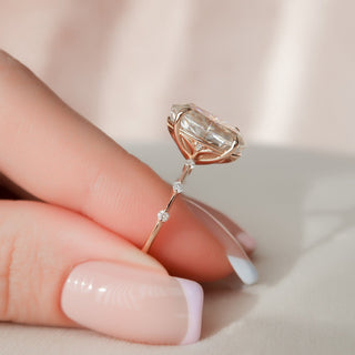 5.0CT Oval Cut petite Pave Diamond Moissanite Engagement Ring