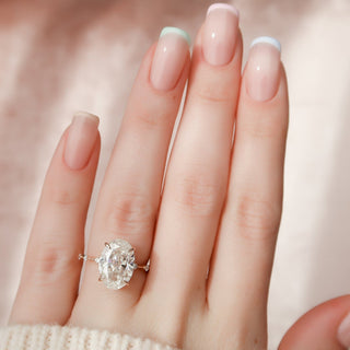5.0CT Oval Cut petite Pave Diamond Moissanite Engagement Ring