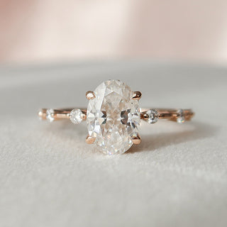 1.50CT Oval Cut Petite Pave Diamond Moissanite Engagement Ring