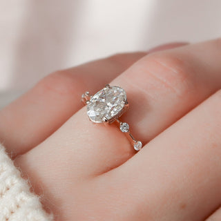 1.50CT Oval Cut Petite Pave Diamond Moissanite Engagement Ring