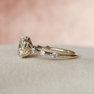 1.50CT Oval Cut Petite Pave Diamond Moissanite Engagement Ring
