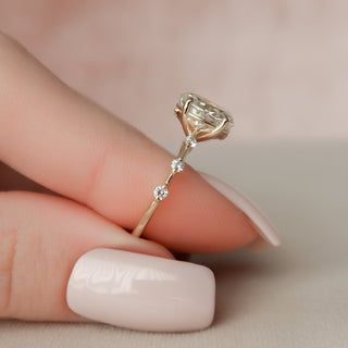 1.50CT Oval Cut Petite Pave Diamond Moissanite Engagement Ring