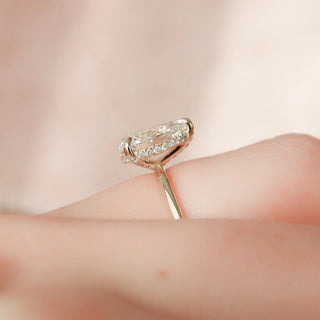 1.50CT Pear Cut Hidden Halo Solitaire Eternity Pave Moissanite Bridal Engagement Ring Set