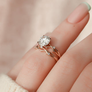 2.0CT Round Cut Twig Nature Inspired Moissanite Bridal Engagement Ring Set