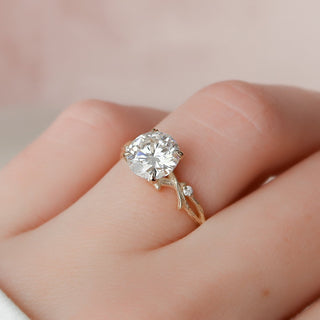 2.0CT Round Brilliant Cut Twig Nature Inspired Moissanite Diamond Engagement Ring