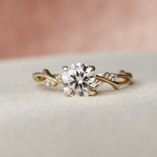 1.0CT Round Brilliant Twig Nature Inspired Moissanite Diamond Engagement Ring