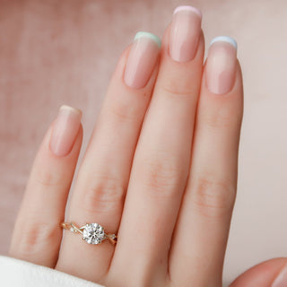 1.0CT Round Brilliant Twig Nature Inspired Moissanite Diamond Engagement Ring