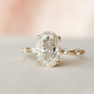 2.0CT Oval Cut Petite Pave  Moissanite Diamond Engagement Ring