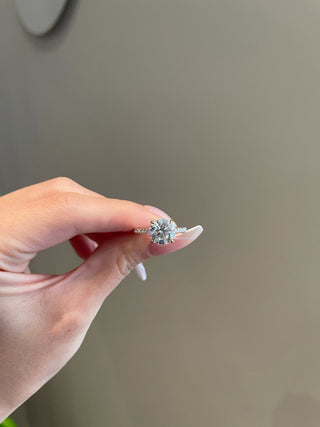 3.0ct Round Cut Hidden Halo Cathedral Pave Diamond Moissanite Engagement Ring