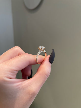 2.0ct Asscher Cut Hidden Halo Pave Diamond Moissanite Engagement Ring