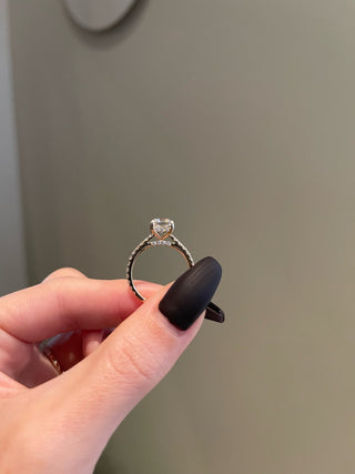 2.0ct Asscher Cut Hidden Halo Pave Diamond Moissanite Engagement Ring