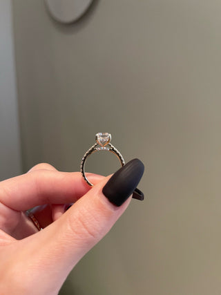 2.0ct Asscher Cut Hidden Halo Pave Diamond Moissanite Engagement Ring