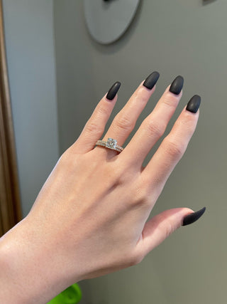2.0ct Asscher Cut Hidden Halo Pave Diamond Moissanite Engagement Ring