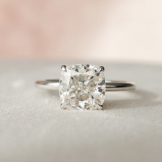 2.0CT Cushion Cut Hidden Halo Solitaire Moissanite Diamond Engagement Ring