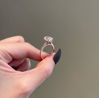 4.0ct Elongated Cushion Cut Hidden Halo Cathedral Diamond Moissanite Engagement Ring
