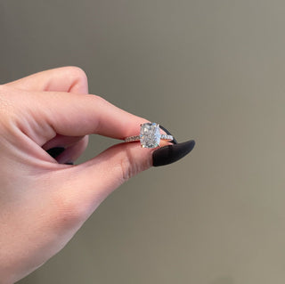 4.0ct Elongated Cushion Cut Hidden Halo Cathedral Diamond Moissanite Engagement Ring