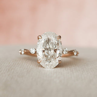 3.0CT Oval Cut Petite Pave Diamond Moissanite Engagement Ring