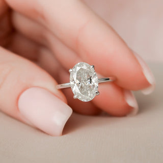 Exquisite 3.0ct oval hidden halo moissanite ring front view