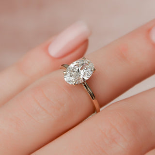 1.50CT Oval Cut Hidden Halo Solitaire Moissanite Diamond Engagement Ring