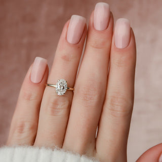 1.50CT Oval Cut Hidden Halo Solitaire Moissanite Diamond Engagement Ring