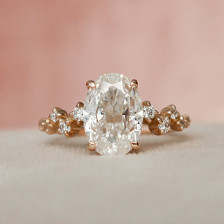 2.0CT Oval Hidden Halo Moissanite Cluster Diamond Engagement Ring