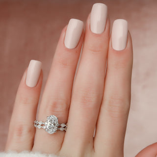 2.0CT-3.0CT Oval Cut Hidden Halo Eternity Pave Diamond Moissanite Bridal Engagement Ring Set