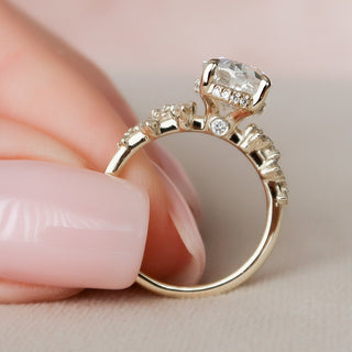 2.0CT Oval Hidden Halo Moissanite Cluster Diamond Engagement Ring
