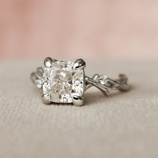 1.50CT Cushion Cut Branch Nature Inspired Moissanite Diamond Engagement Ring