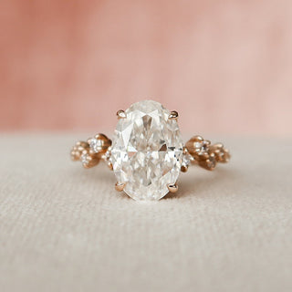 3.0CT Oval Cut Hidden Halo Cluster Diamond Moissanite Engagement Ring