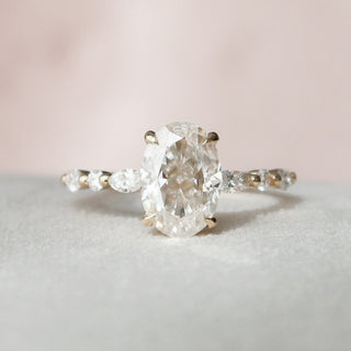 Gorgeous 2.0ct oval hidden halo moissanite ring overhead view