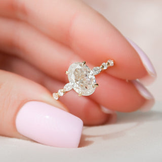 Classic 2.0ct oval hidden halo moissanite ring front view