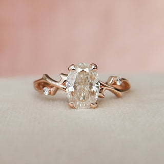 1.0CT Oval Cut Twig Nature Inspired Moissanite Diamond  Engagement Ring