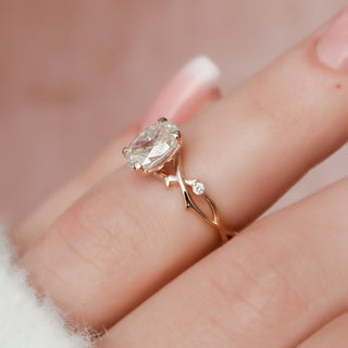1.0CT Oval Cut Twig Nature Inspired Moissanite Diamond  Engagement Ring