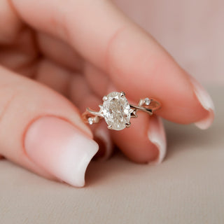 1.0CT Oval Cut Twig Nature Inspired Moissanite Diamond  Engagement Ring