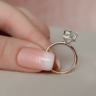 3.50CT Pear Hidden Halo Pave Moissanite Diamond Engagement Ring