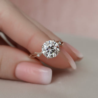 2.50ct Round Brilliant Twig Nature Inspired Moissanite Diamond Engagement Ring