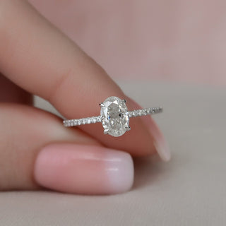 Radiant 1.0ct oval hidden halo moissanite ring front view