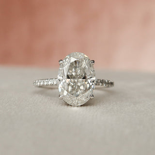 3.0 CT Oval Cut Halo Sparkling Moissanite Engagement Ring full view