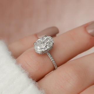 3.0 CT Oval Cut Halo Sparkling Moissanite Engagement Ring on hand