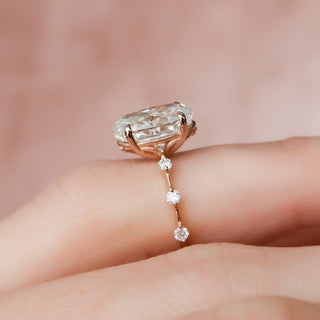 3.0CT Oval Cut Petite Pave Diamond Moissanite Engagement Ring
