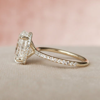 3.50CT Oval Cut Hidden Halo Pave Diamond Moissanite Engagement Ring