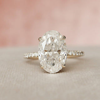 3.50CT Oval Cut Hidden Halo Pave Diamond Moissanite Engagement Ring