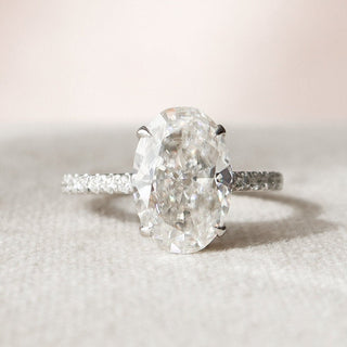 3.50CT Oval Cut Hidden Halo Pave Diamond Moissanite Engagement Ring