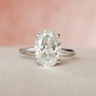 Exquisite 3.0ct oval hidden halo moissanite ring sparkle close up