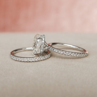 2.50CT Oval Cut Hidden Halo Eternity Pave Diamond Moissanite Bridal Engagement Ring Set