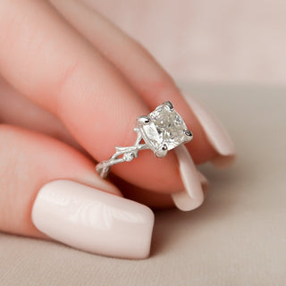 1.50CT Cushion Cut Branch Nature Inspired Moissanite Diamond Engagement Ring
