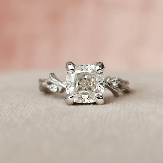 1.50CT Cushion Cut Branch Nature Inspired Moissanite Diamond Engagement Ring