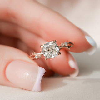 1.50CT Cushion Cut Branch Nature Inspired Moissanite Diamond Engagement Ring